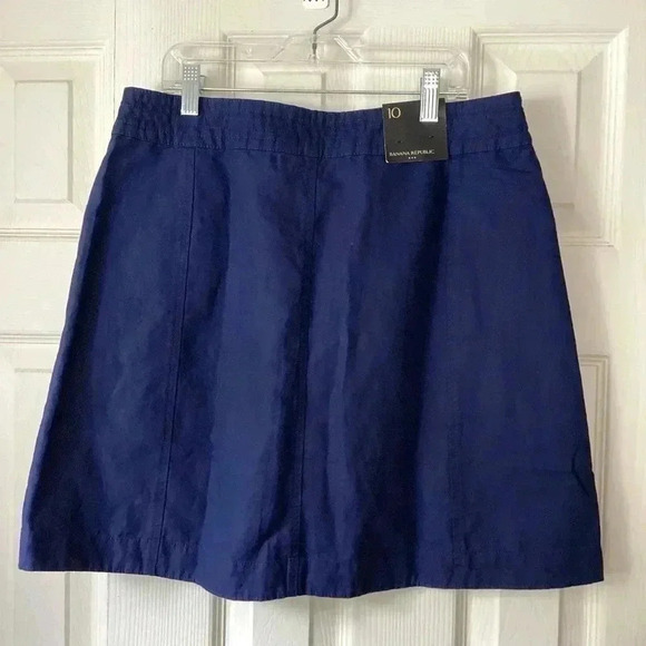 Banana Republic NWT Skirt Women’s 10 Navy Blue Front Button Linen Blend Mini - Picture 11 of 11